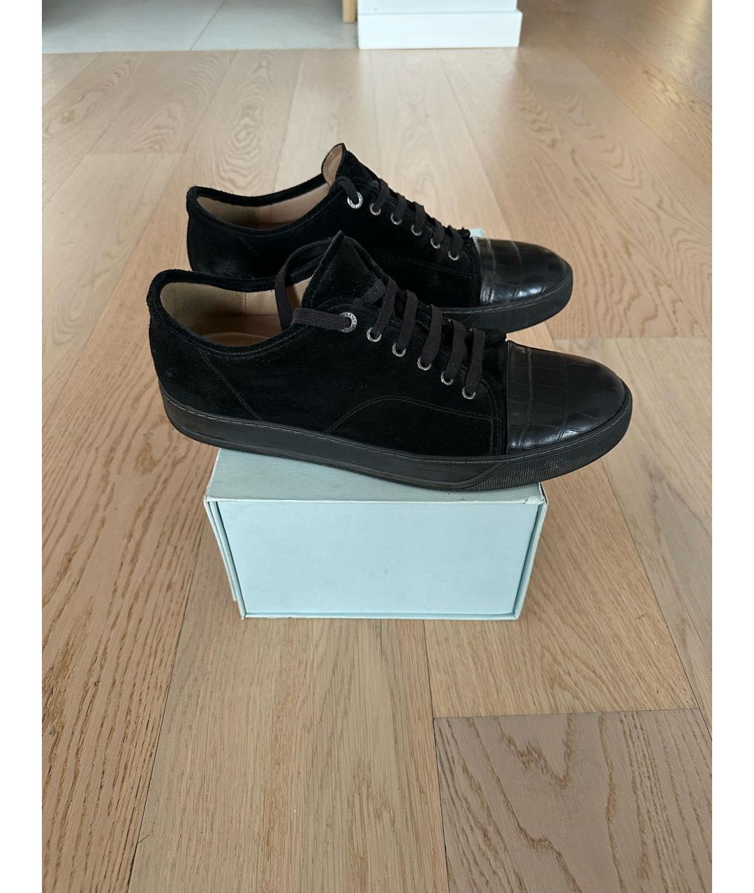 LANVIN Черные замшевые низкие кроссовки / кеды, фото 2