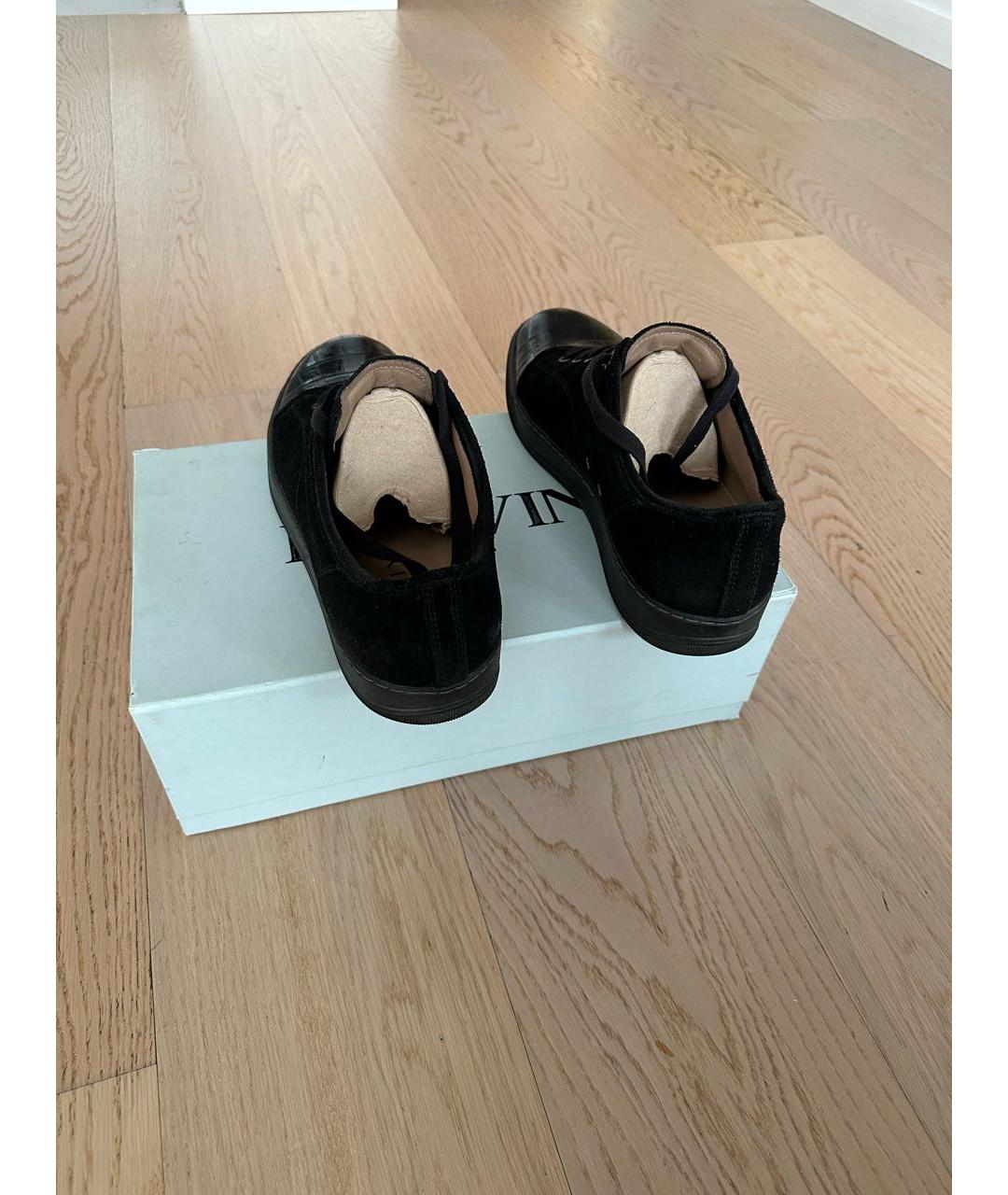 LANVIN Черные замшевые низкие кроссовки / кеды, фото 3