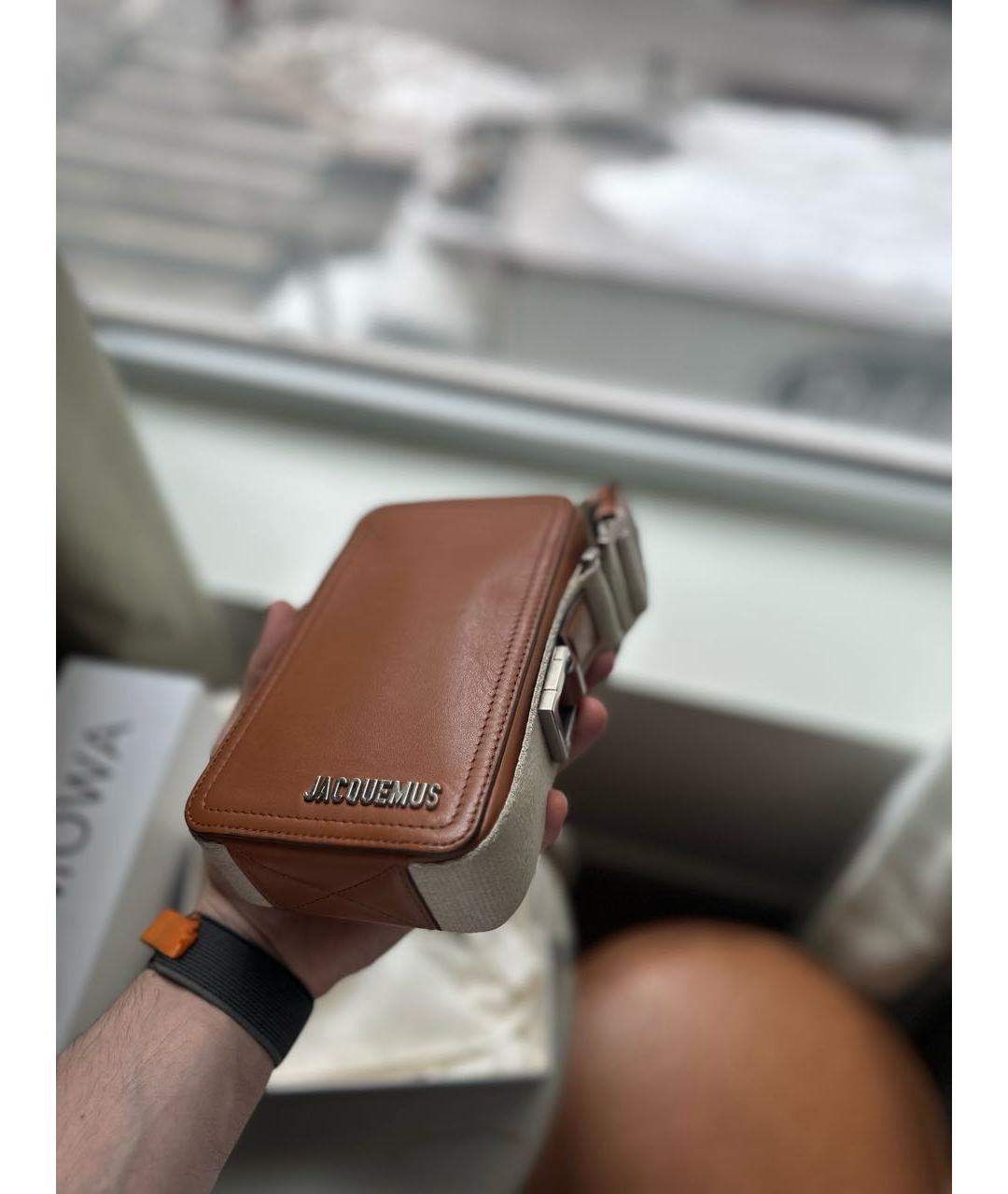 JACQUEMUS Коричневая кожаная барсетка, фото 2