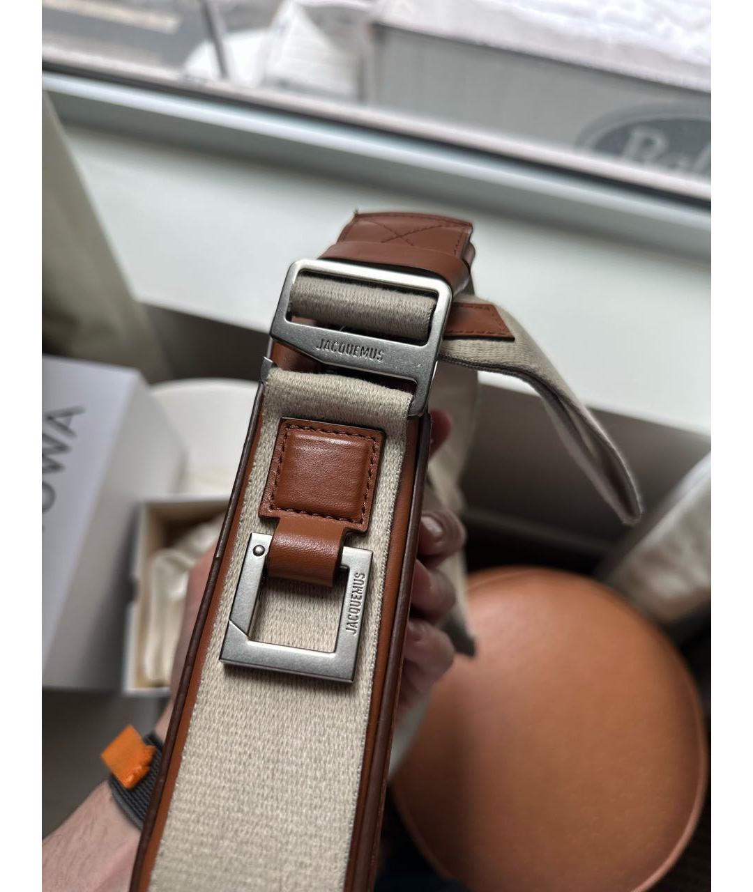 JACQUEMUS Коричневая кожаная барсетка, фото 3