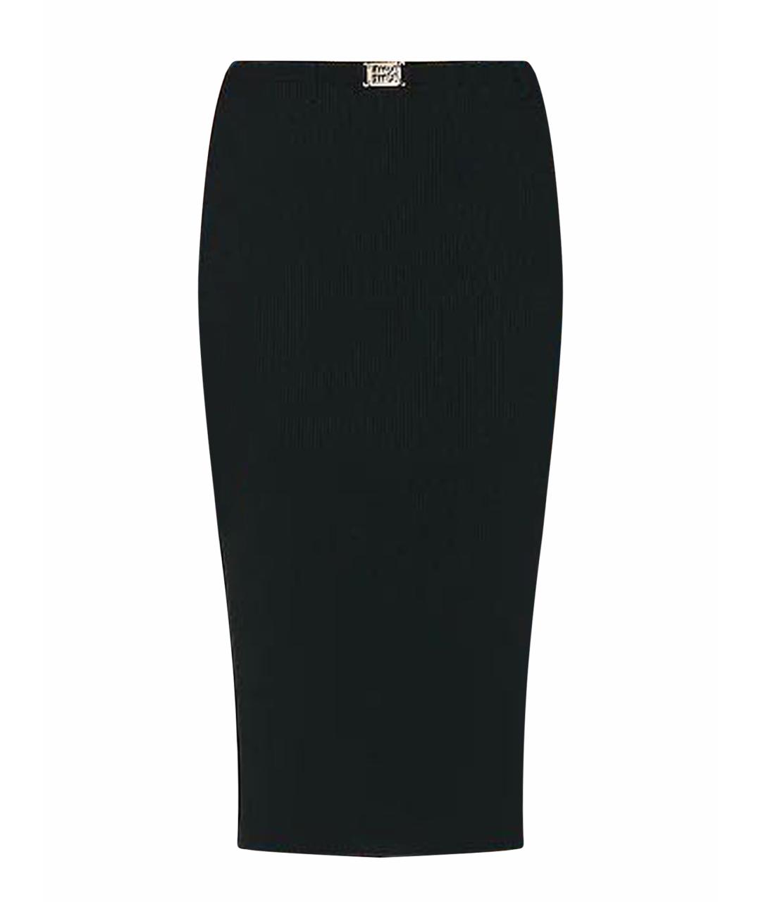 MIU MIU Черная вискозная юбка миди, фото 1