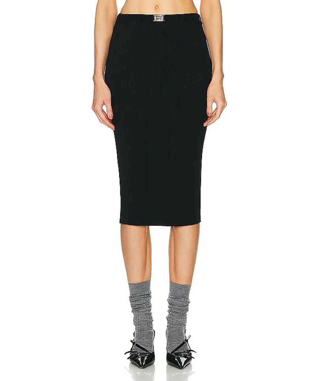 MIU MIU Черная вискозная юбка миди, фото 5