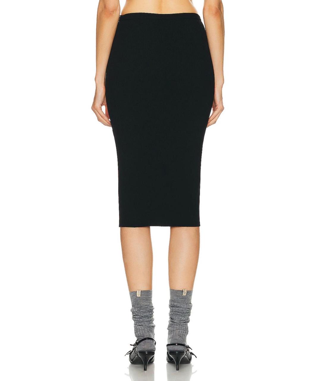 MIU MIU Черная вискозная юбка миди, фото 2