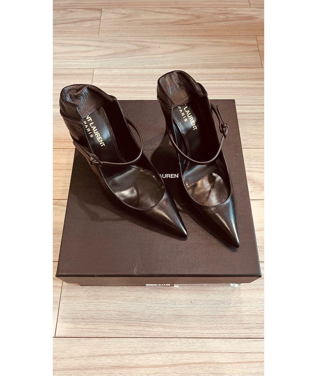 SAINT LAURENT Черные кожаные туфли, фото 6