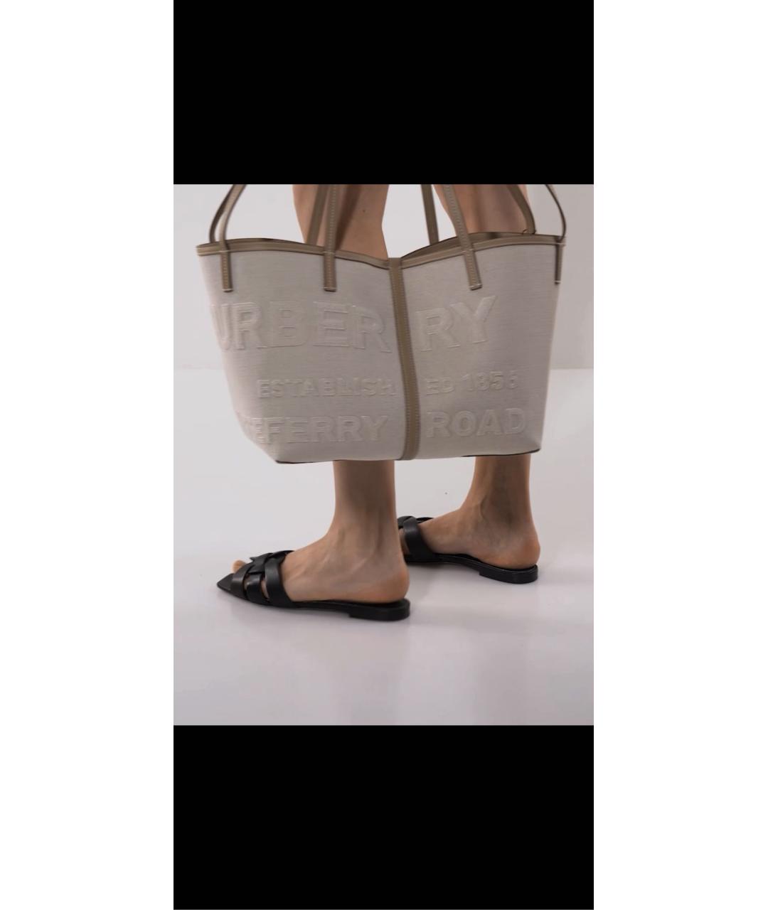 SAINT LAURENT Черные кожаные шлепанцы, фото 6