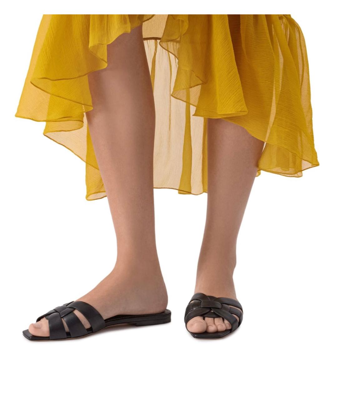 SAINT LAURENT Черные кожаные шлепанцы, фото 5