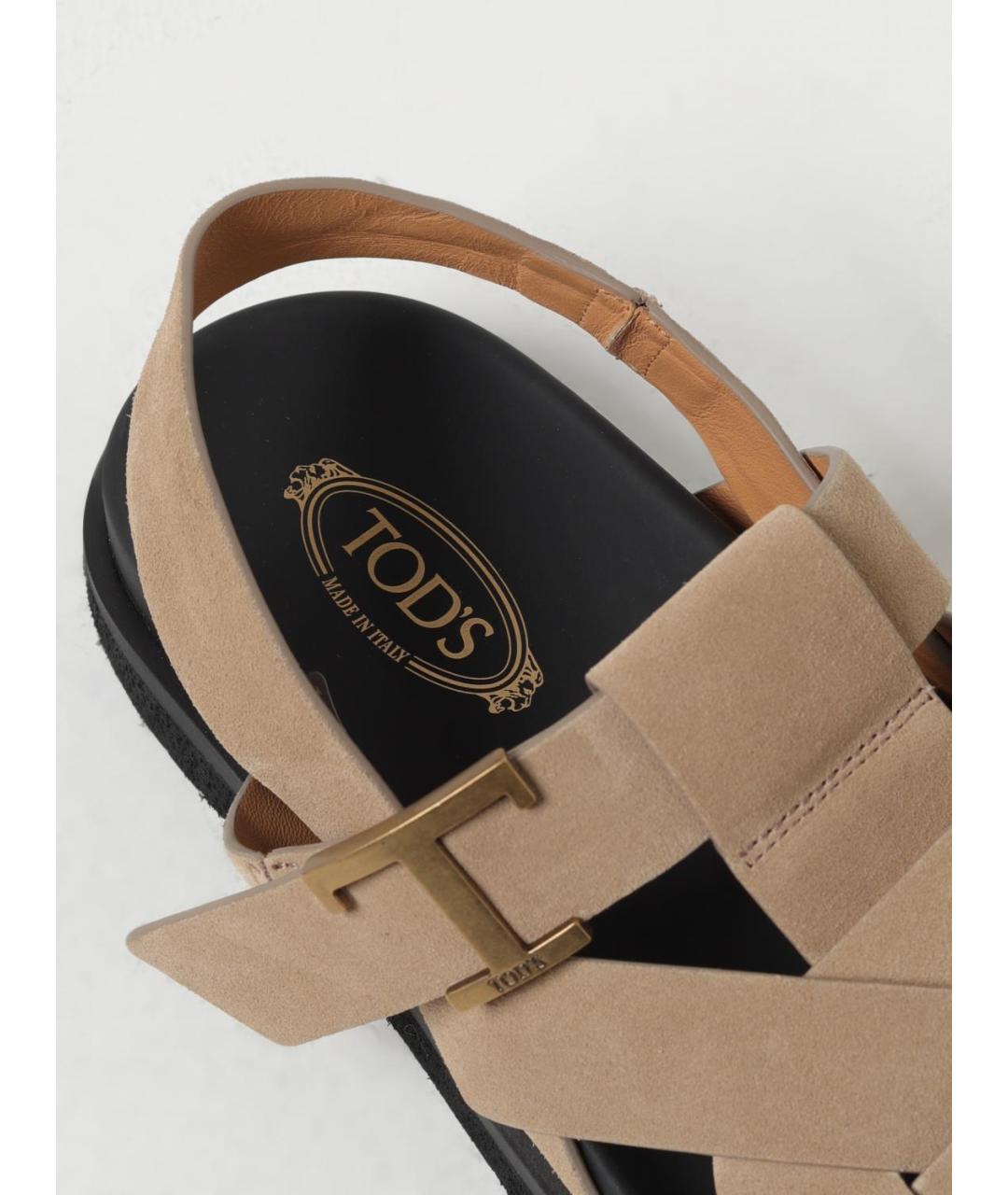 TOD'S Бежевые замшевые сандалии, фото 4