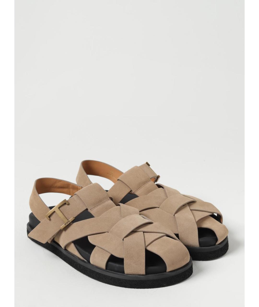 TOD'S Бежевые замшевые сандалии, фото 2