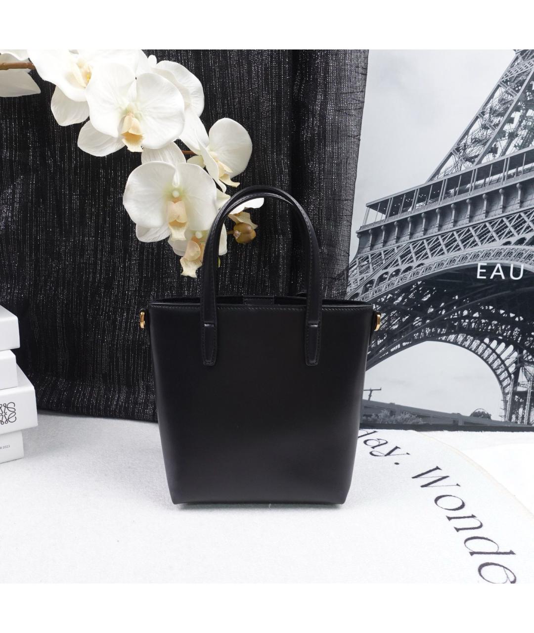 SAINT LAURENT Черная кожаная сумка тоут, фото 4