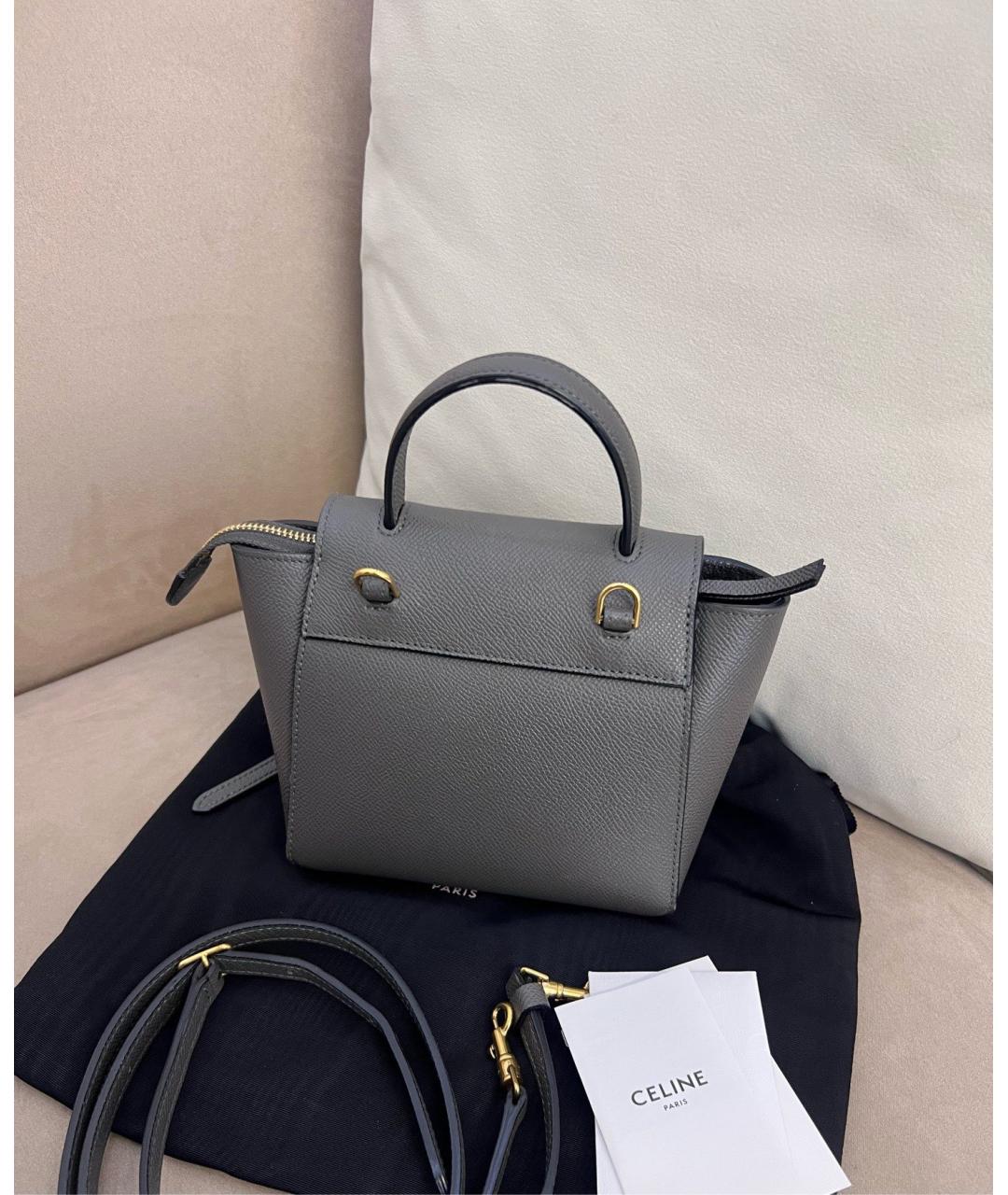 CELINE Серая сумка через плечо из искусственной кожи, фото 2