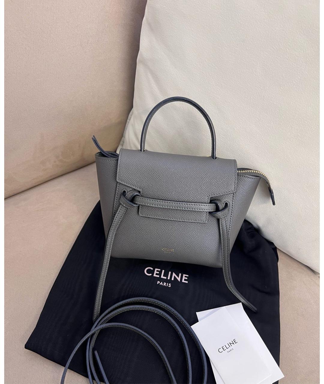 CELINE Серая сумка через плечо из искусственной кожи, фото 7