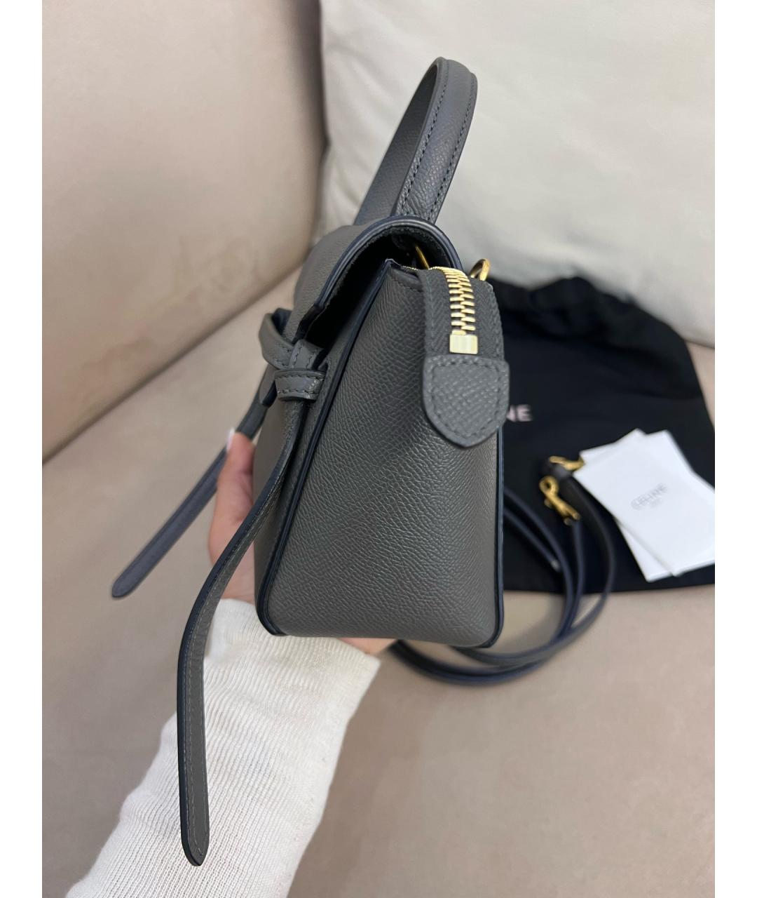 CELINE Серая сумка через плечо из искусственной кожи, фото 3