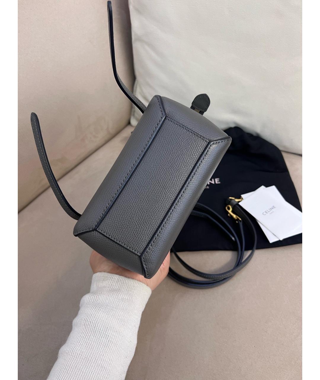 CELINE Серая сумка через плечо из искусственной кожи, фото 5