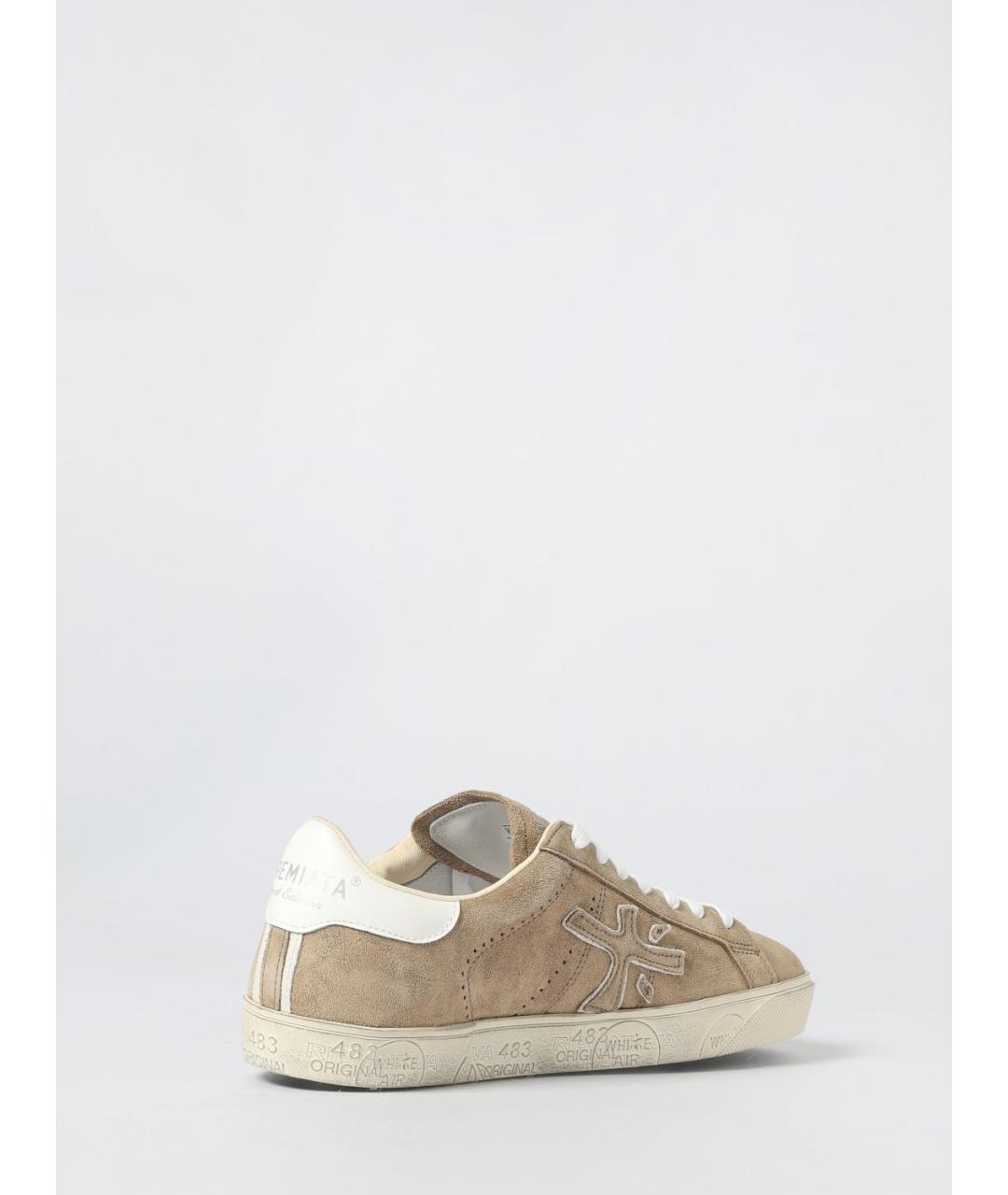 PREMIATA Бежевые замшевые низкие кроссовки / кеды, фото 3