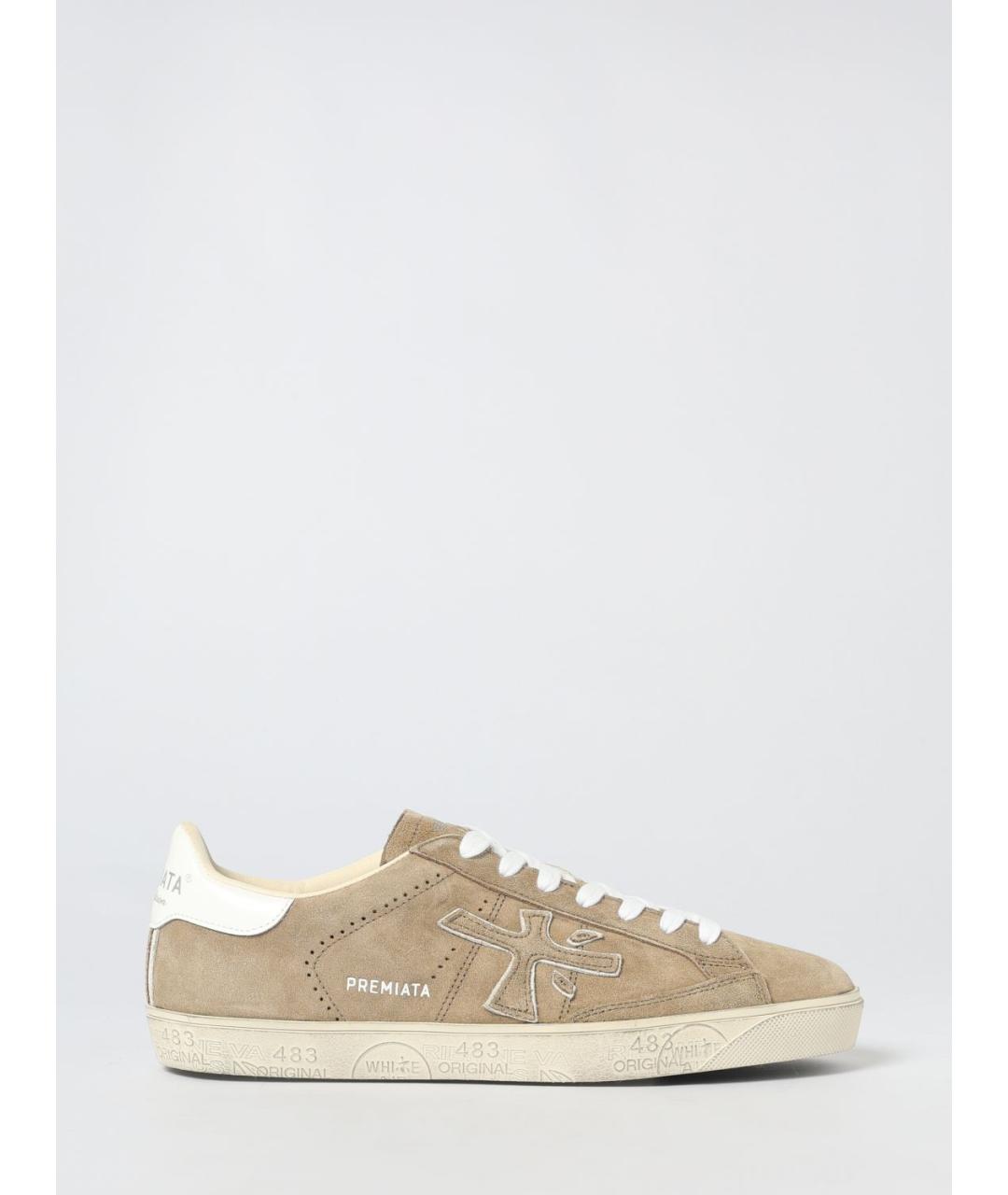 PREMIATA Бежевые замшевые низкие кроссовки / кеды, фото 4