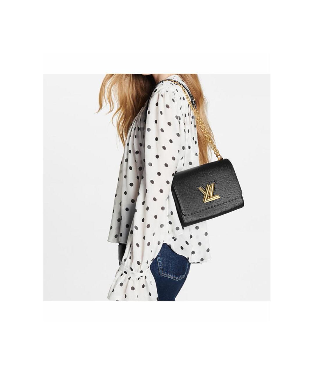 LOUIS VUITTON Черная кожаная сумка через плечо, фото 7