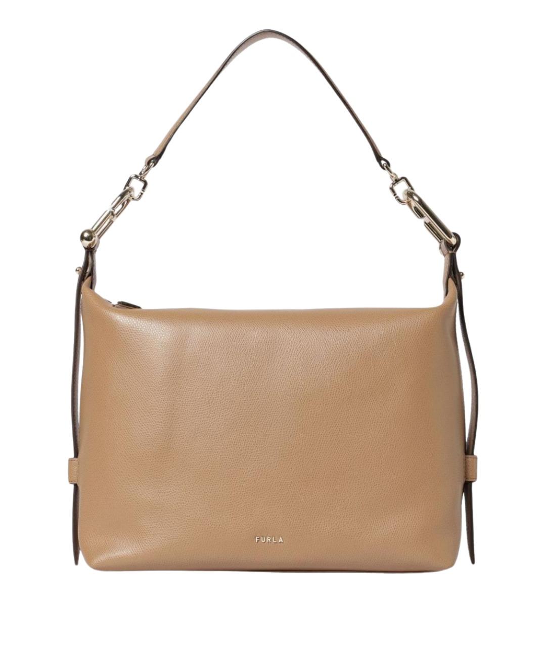 FURLA Бежевая кожаная сумка через плечо, фото 1