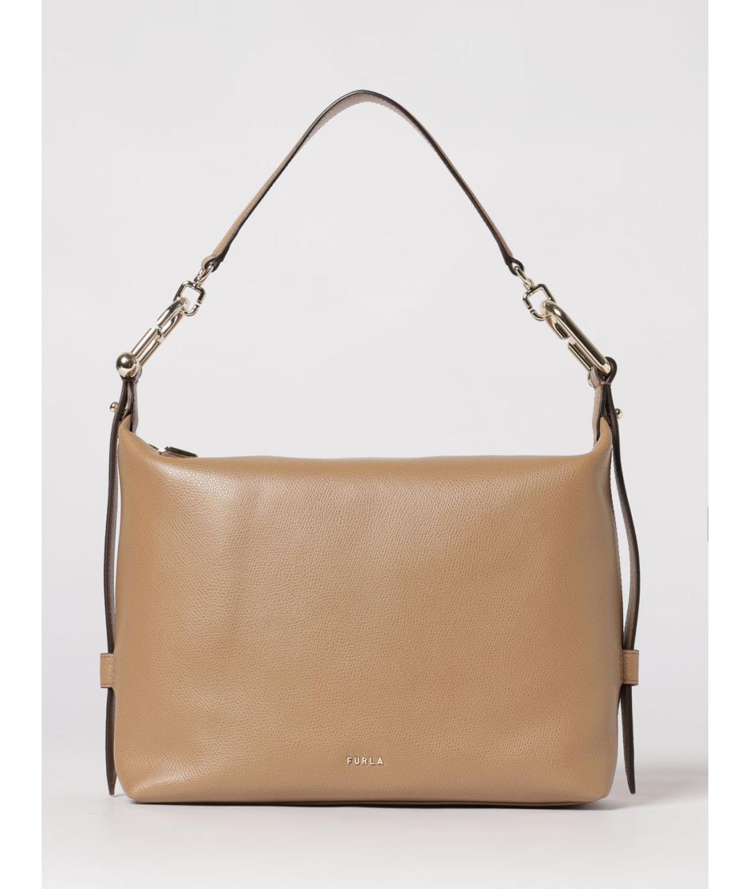 FURLA Бежевая кожаная сумка через плечо, фото 4