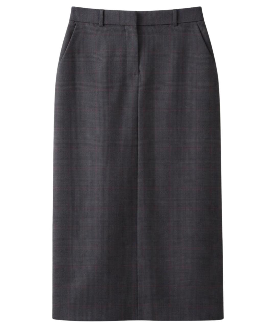 CALVIN KLEIN Антрацитовая шерстяная юбка миди, фото 1