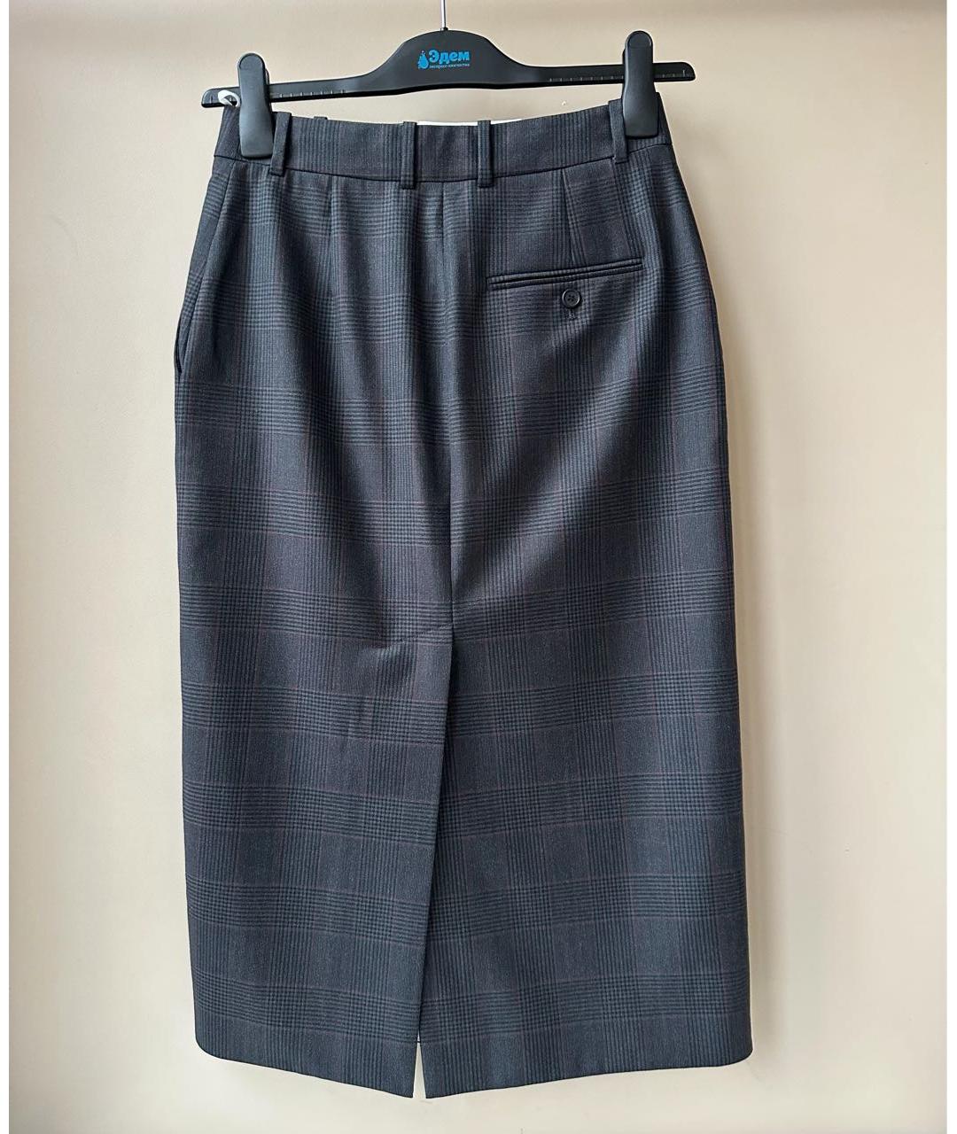 CALVIN KLEIN Антрацитовая шерстяная юбка миди, фото 3