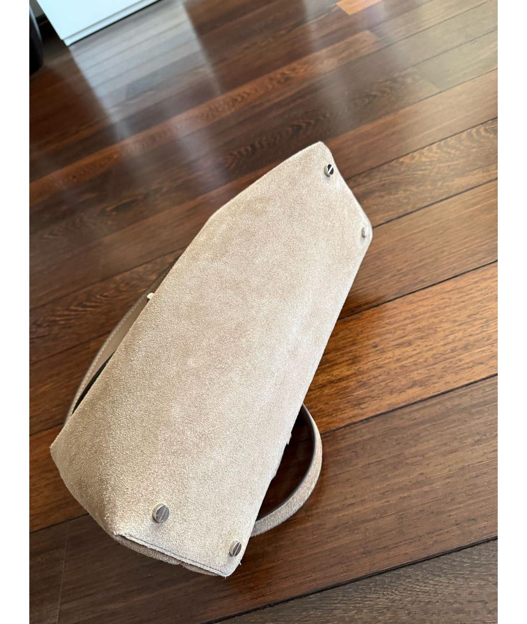 TOTEME Бежевая замшевая сумка тоут, фото 4