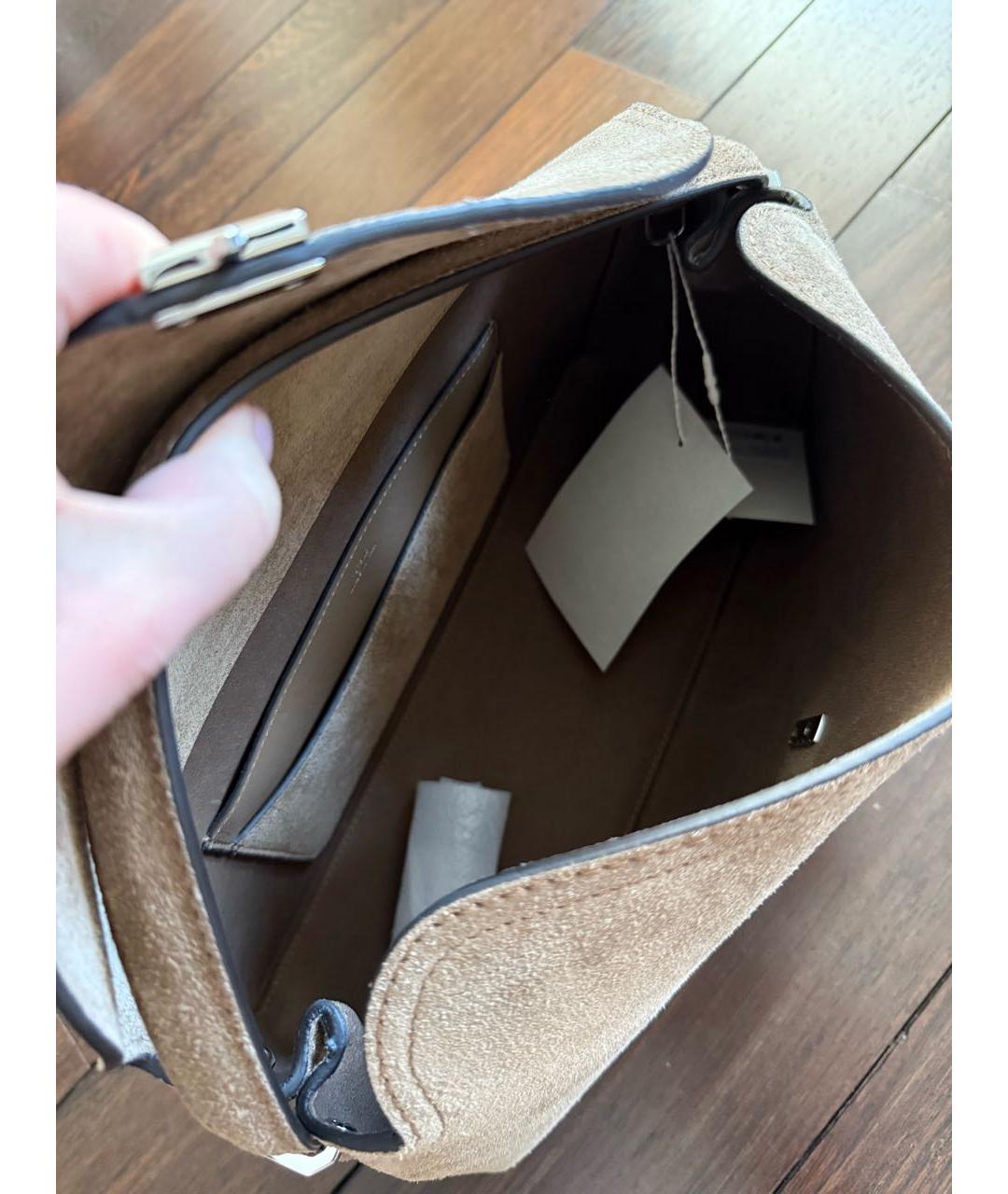 TOTEME Бежевая замшевая сумка тоут, фото 5