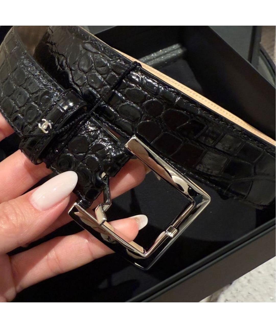 CHANEL Черный кожаный ремень, фото 3