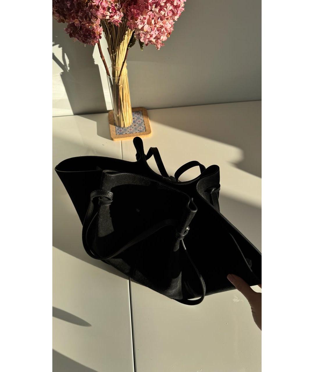 YUZEFI Черная замшевая сумка тоут, фото 4