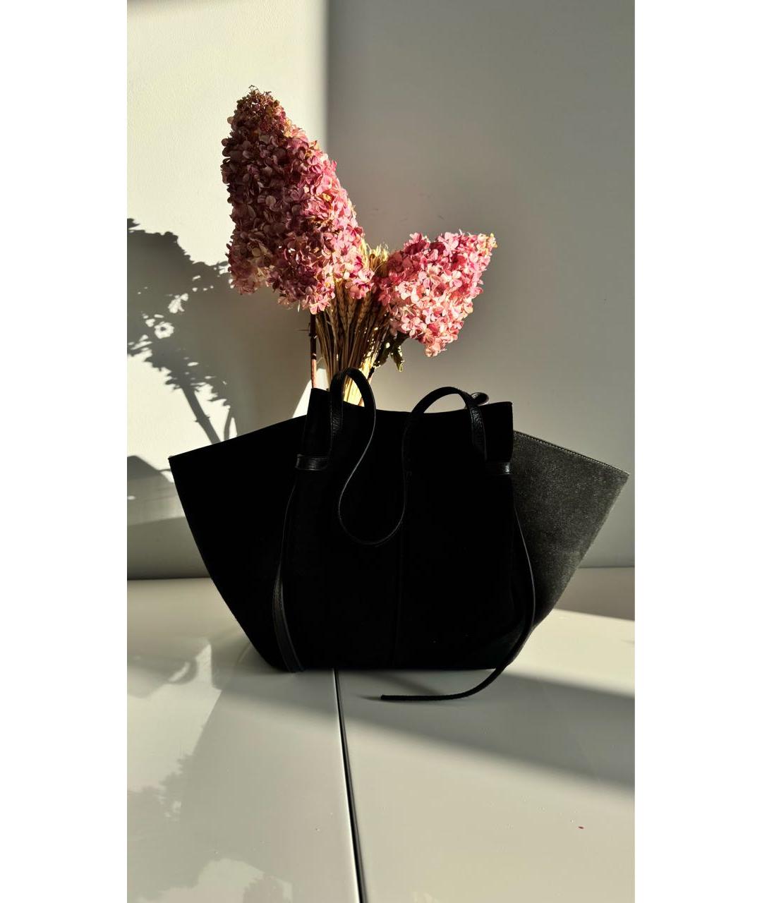 YUZEFI Черная замшевая сумка тоут, фото 7