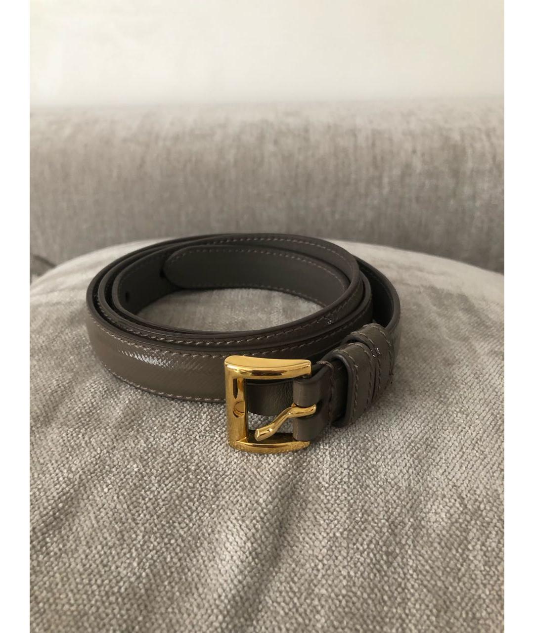 PRADA Коричневый ремень из лакированной кожи, фото 6