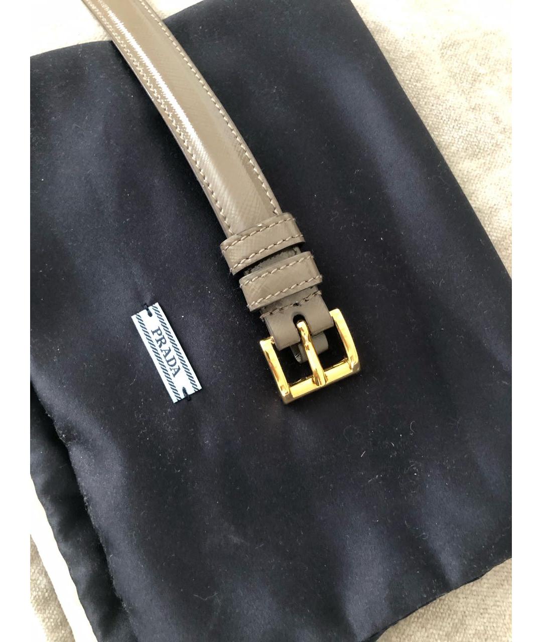 PRADA Коричневый ремень из лакированной кожи, фото 2