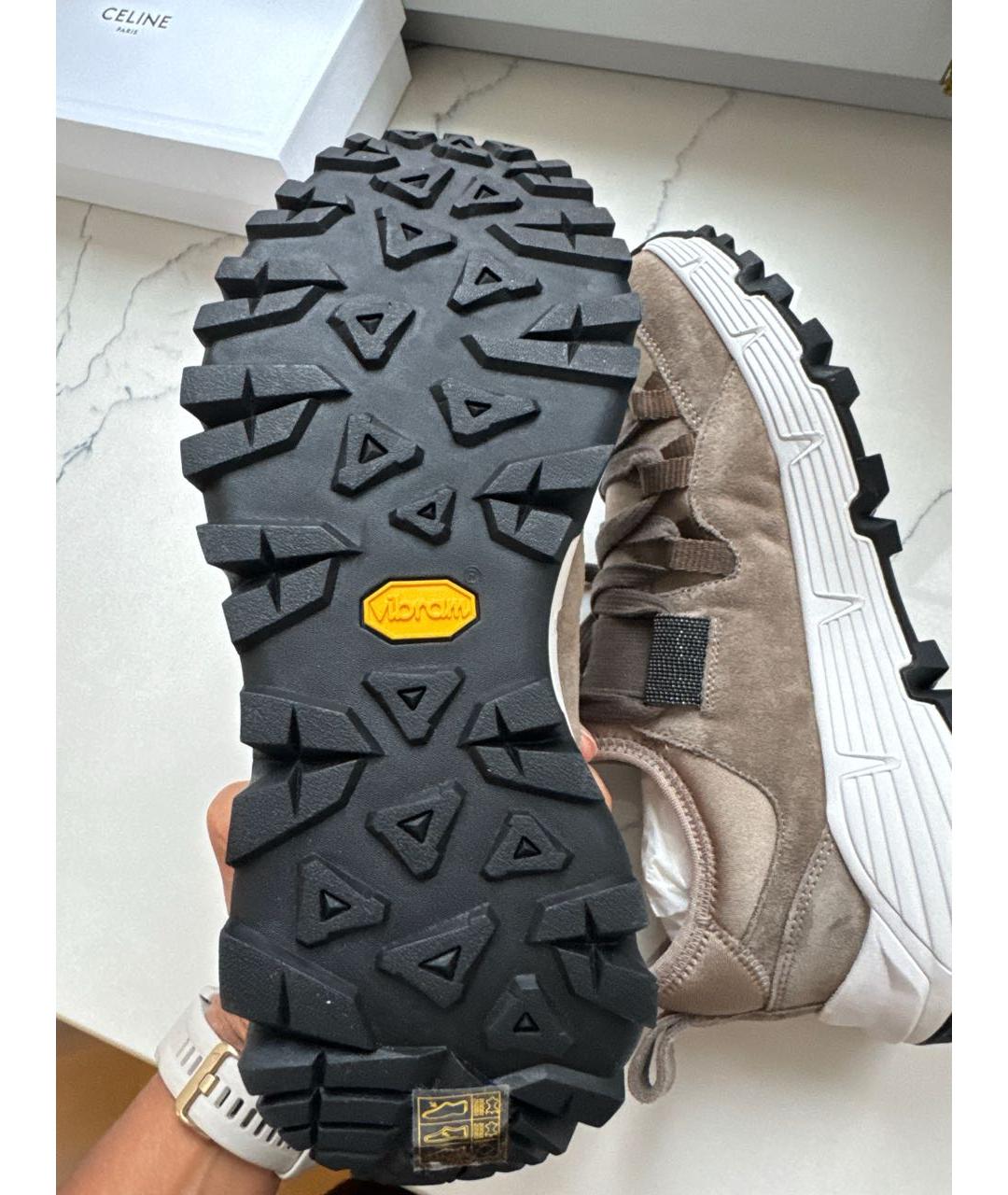 BRUNELLO CUCINELLI Бежевые замшевые кроссовки, фото 7