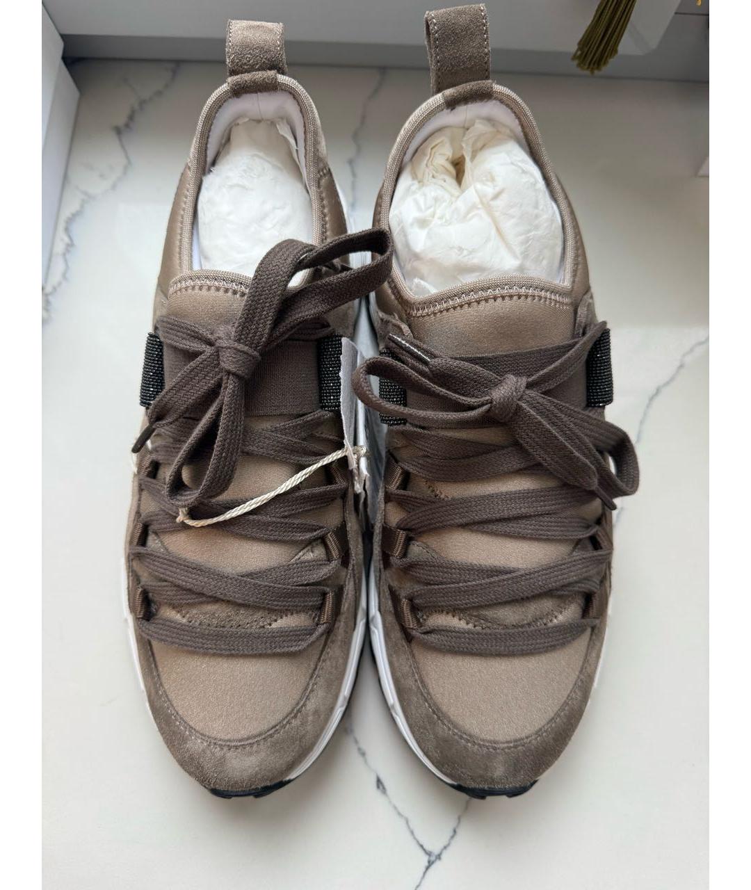 BRUNELLO CUCINELLI Бежевые замшевые кроссовки, фото 2