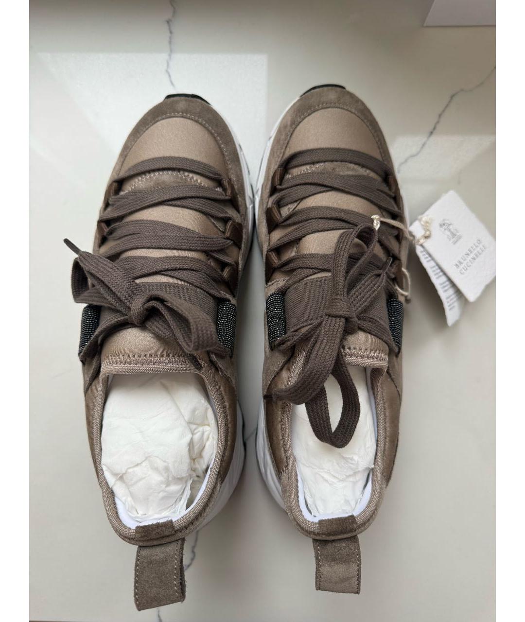 BRUNELLO CUCINELLI Бежевые замшевые кроссовки, фото 3