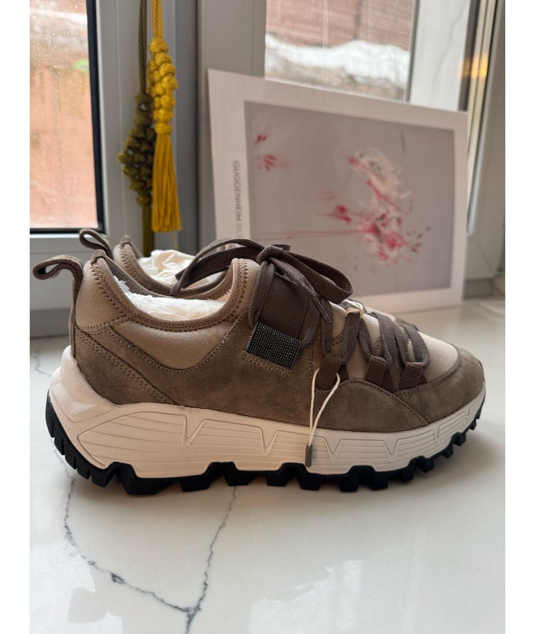 BRUNELLO CUCINELLI Бежевые замшевые кроссовки, фото 8