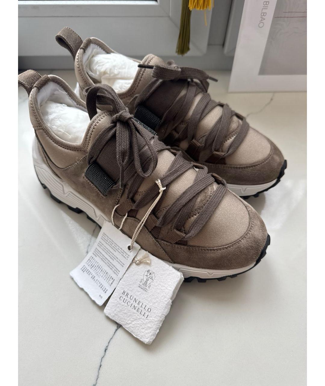 BRUNELLO CUCINELLI Бежевые замшевые кроссовки, фото 6