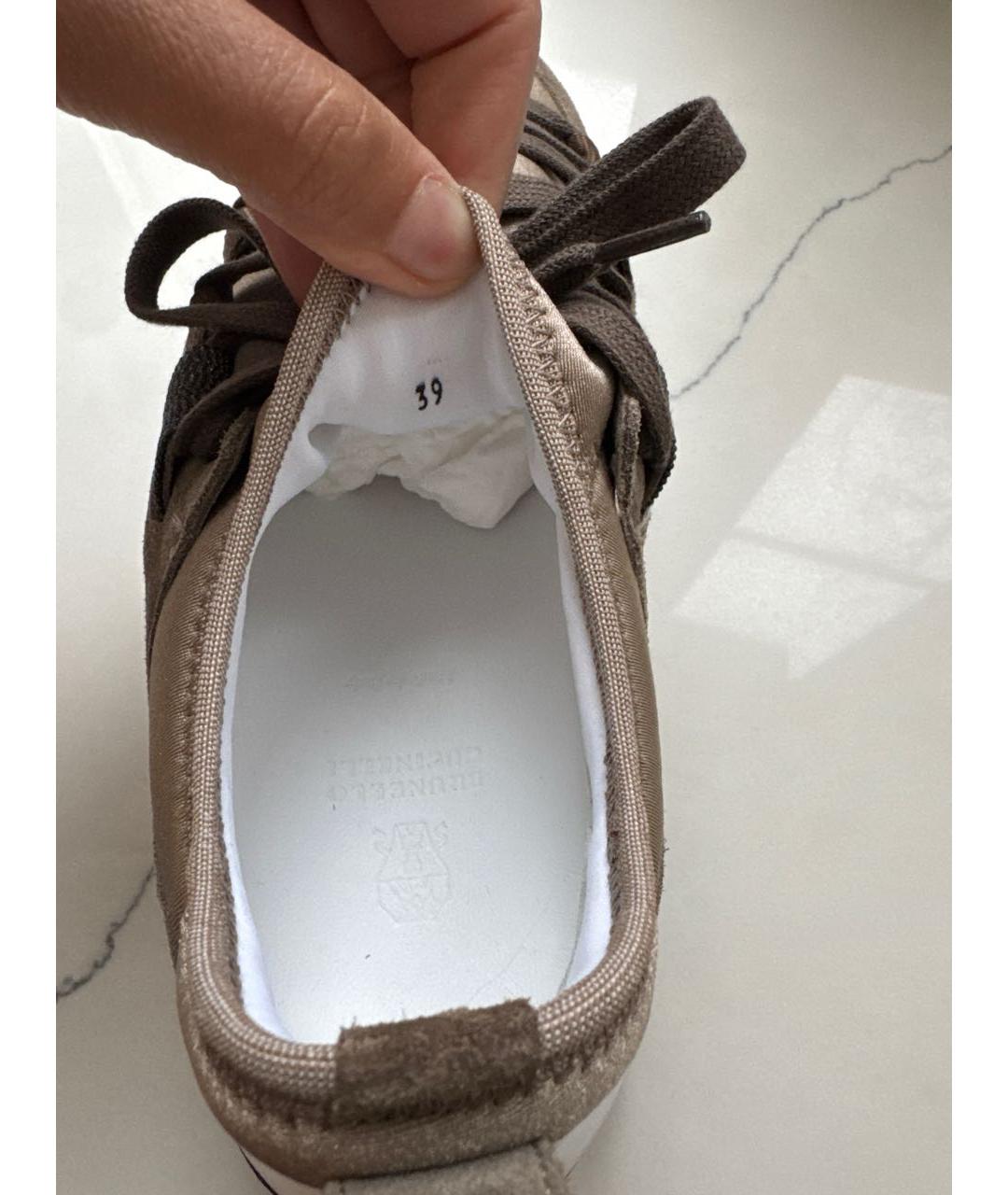 BRUNELLO CUCINELLI Бежевые замшевые кроссовки, фото 5
