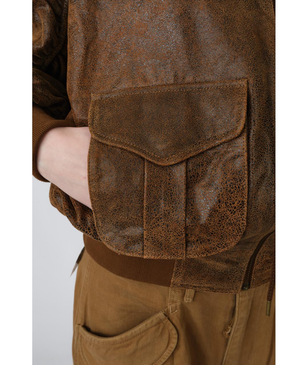 R13 Коричневая кожаная куртка, фото 6