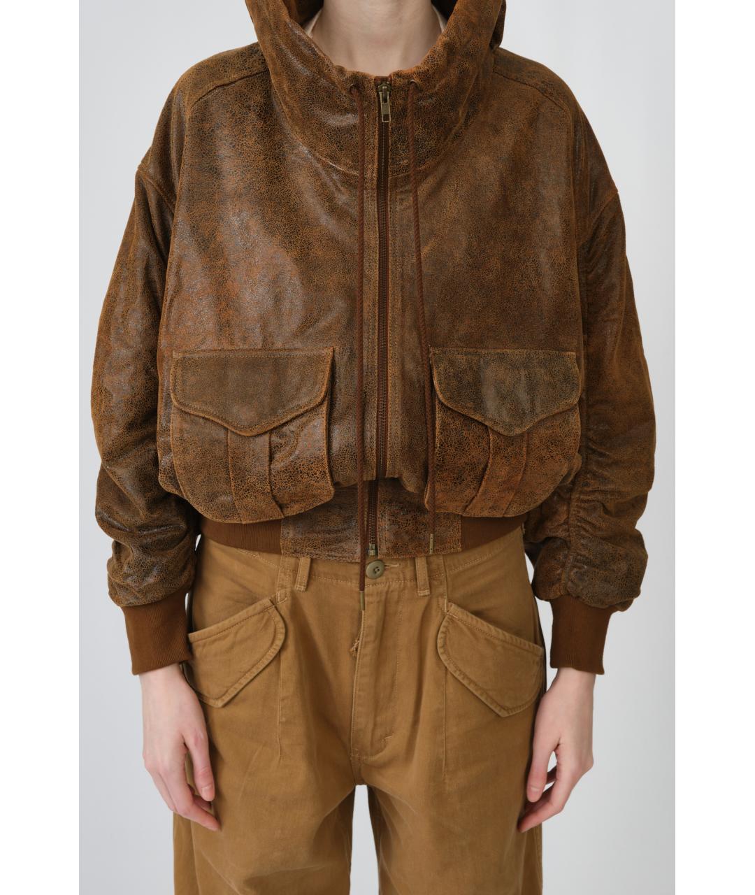 R13 Коричневая кожаная куртка, фото 3