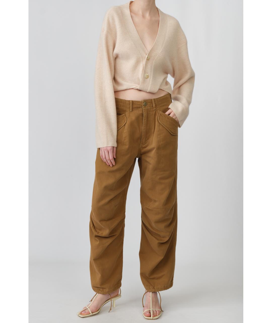 R13 Коричневые хлопковые прямые брюки, фото 5