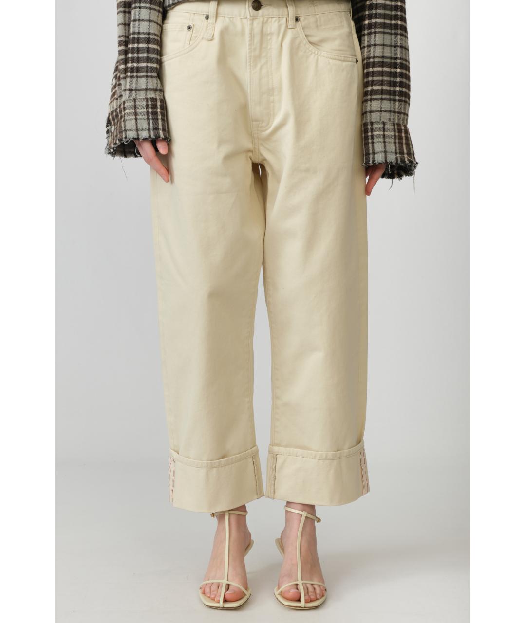 R13 Бежевые хлопковые прямые джинсы, фото 3