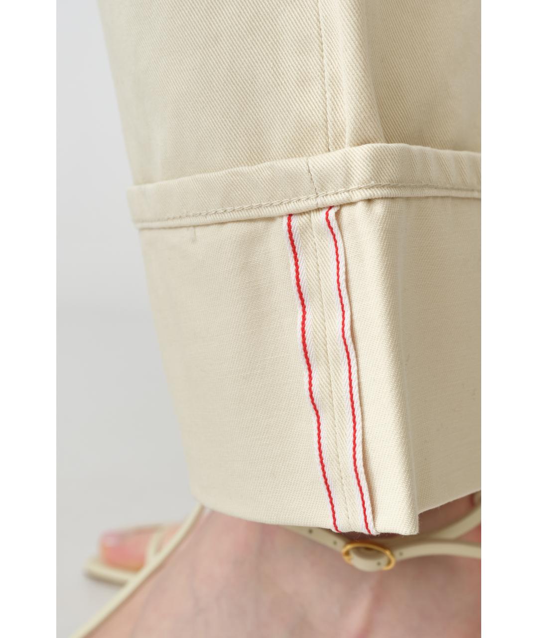 R13 Бежевые хлопковые прямые джинсы, фото 6