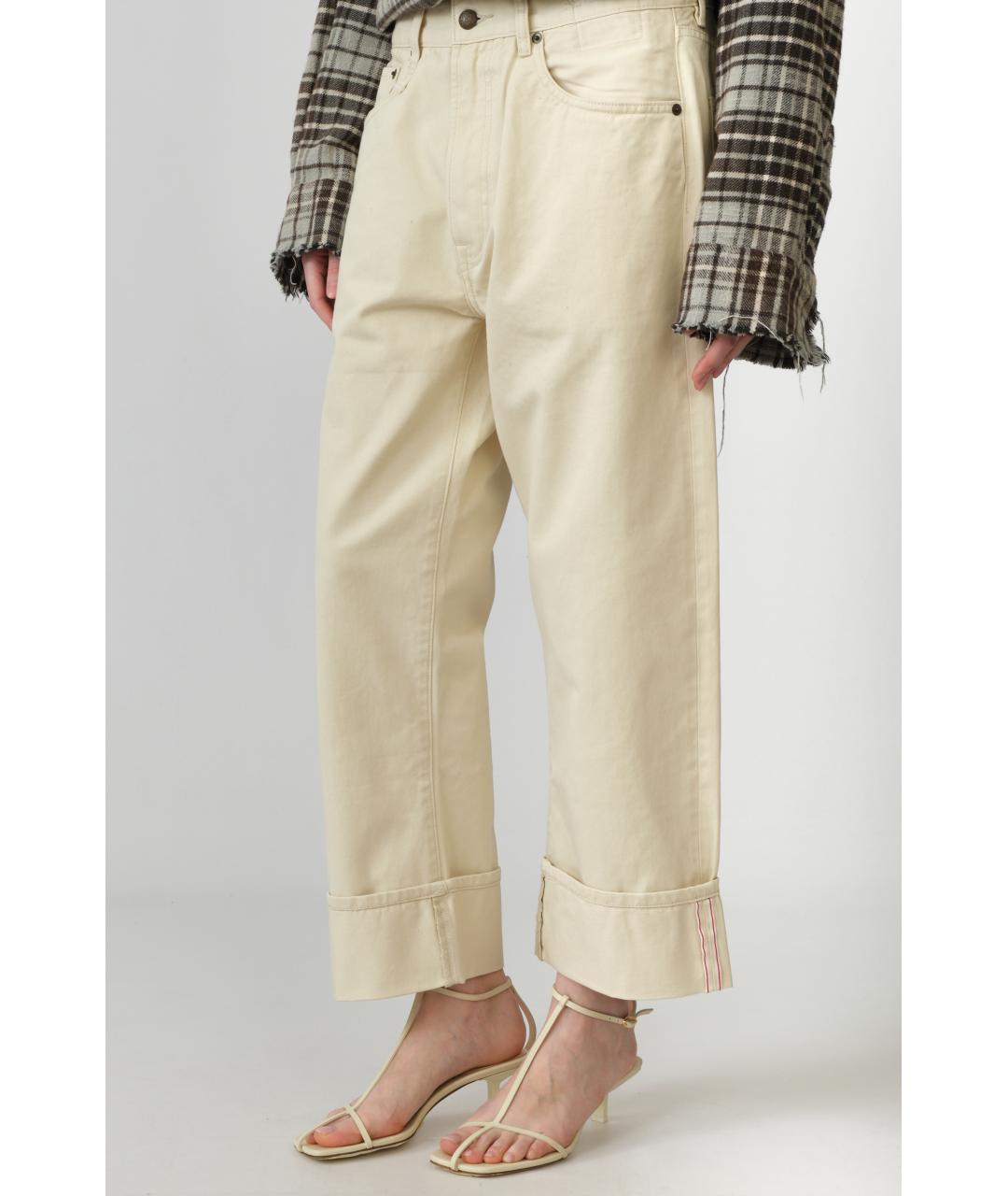 R13 Бежевые хлопковые прямые джинсы, фото 2