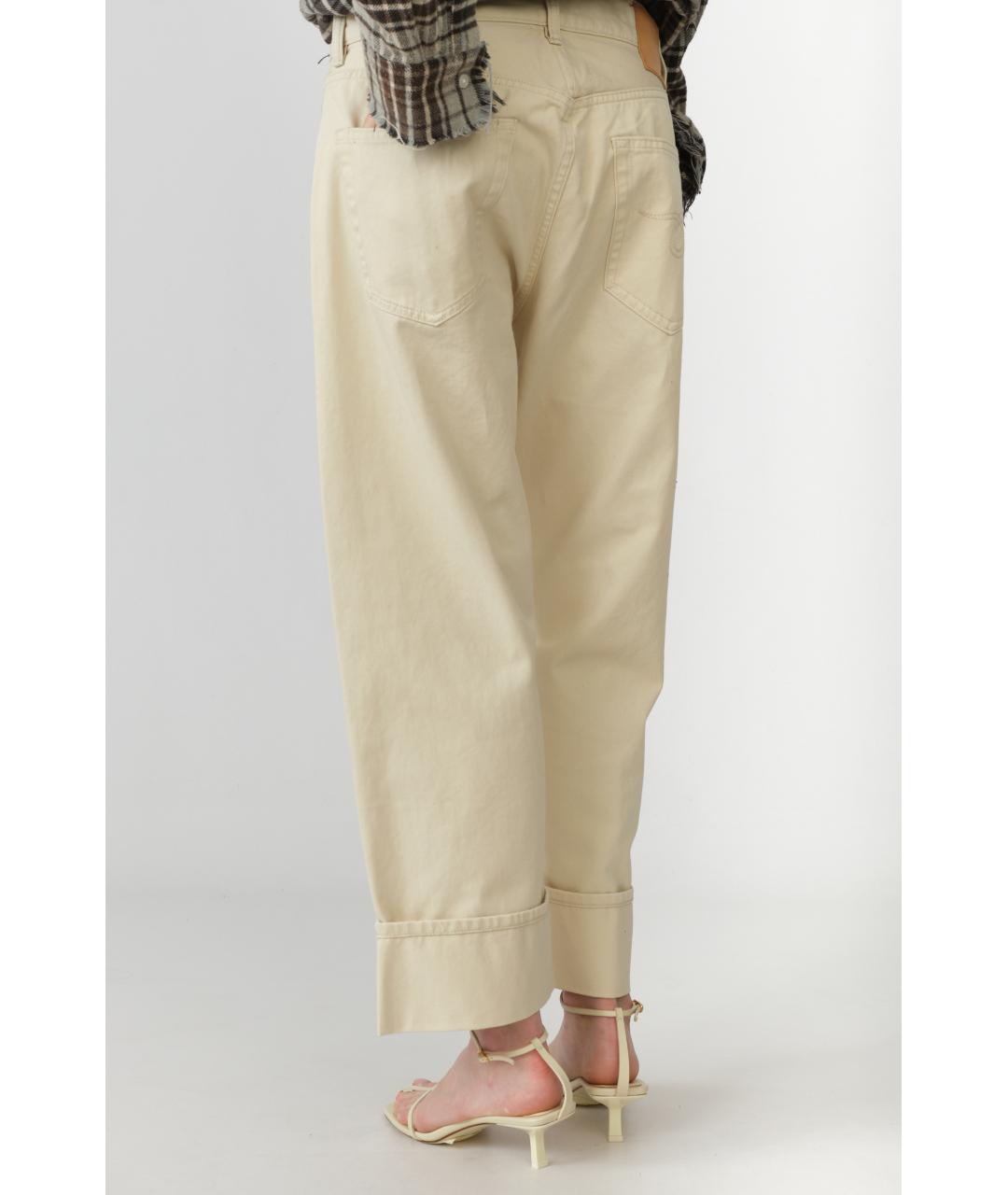 R13 Бежевые хлопковые прямые джинсы, фото 5