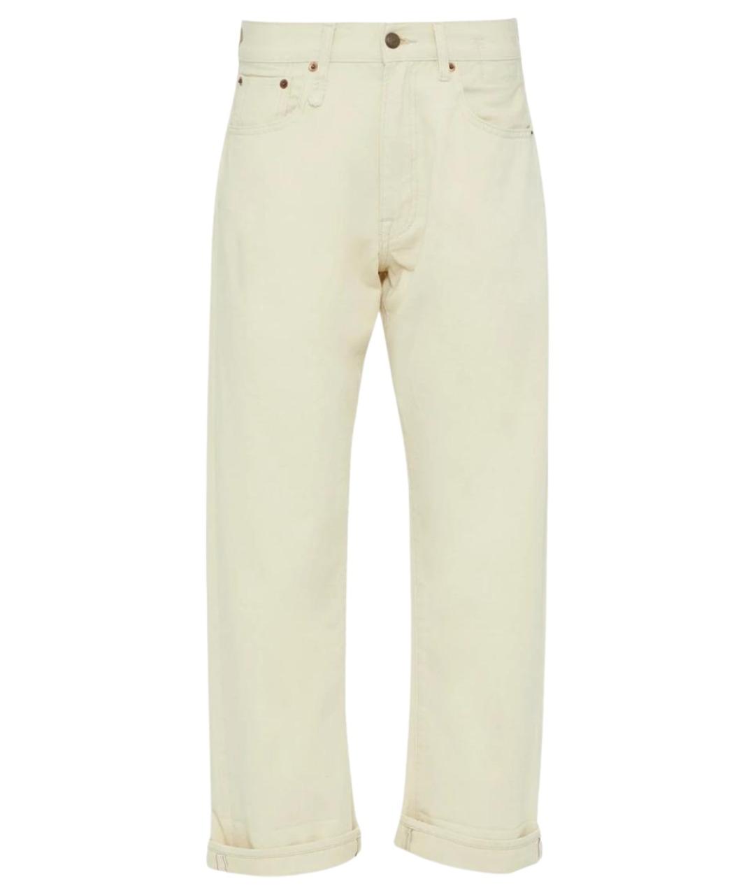 R13 Бежевые хлопковые прямые джинсы, фото 1