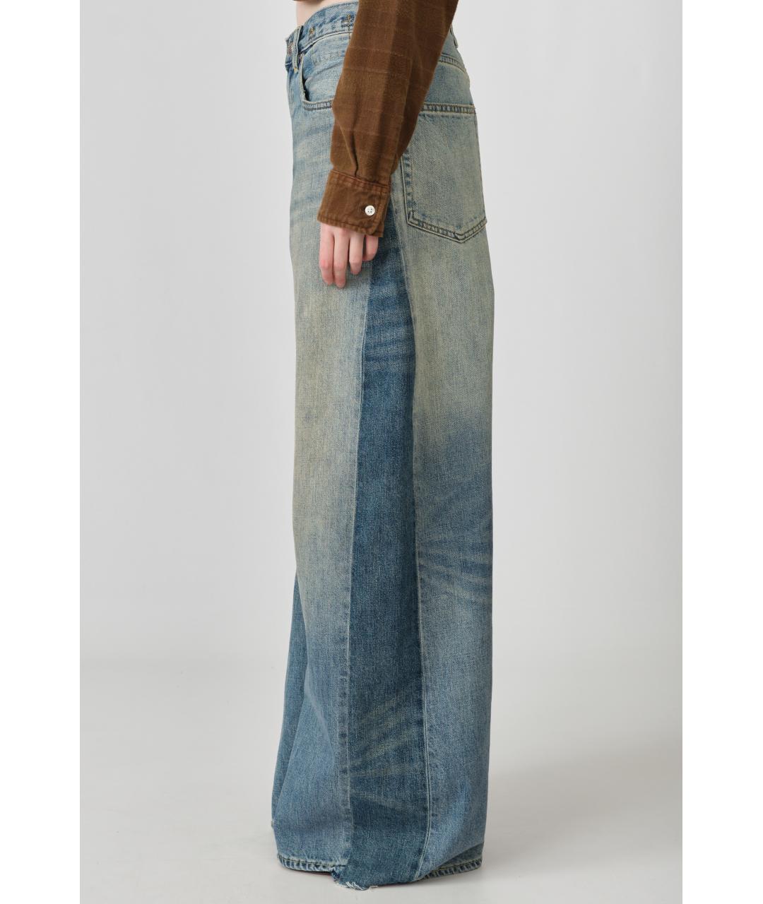 R13 Темно-синие хлопковые джинсы клеш, фото 3