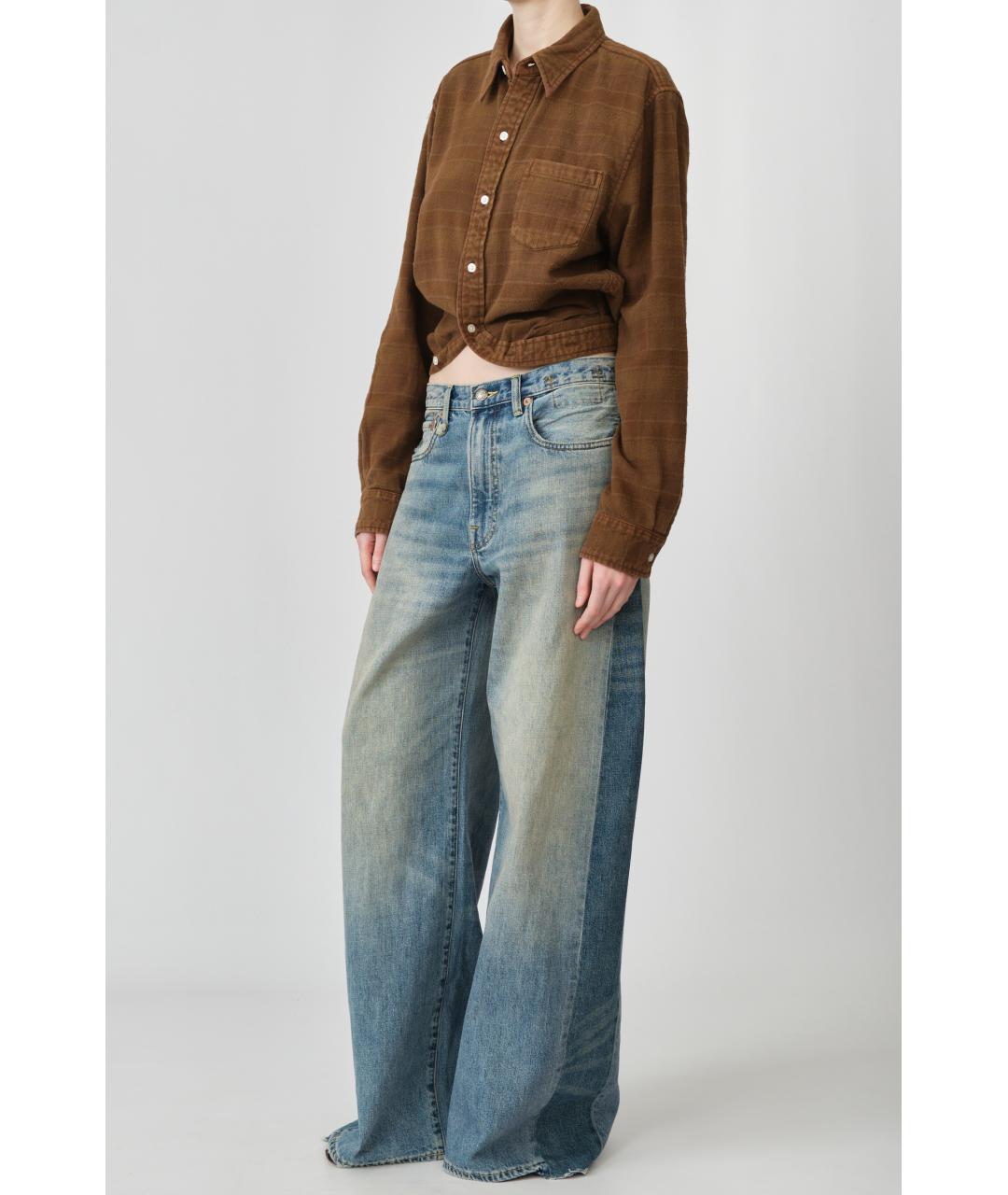 R13 Темно-синие хлопковые джинсы клеш, фото 7