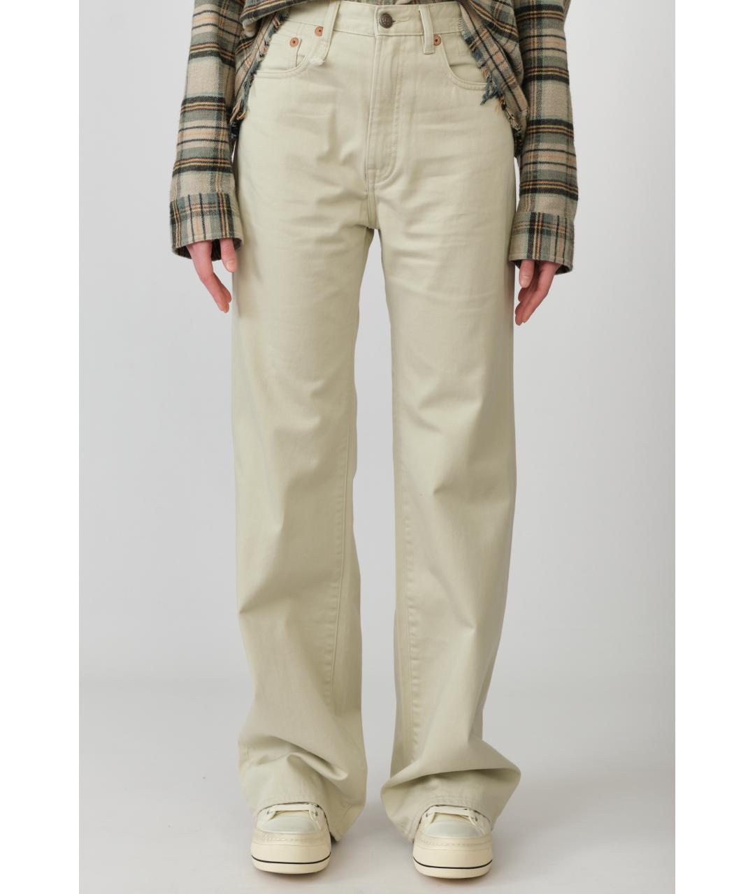 R13 Белые хлопковые прямые джинсы, фото 7