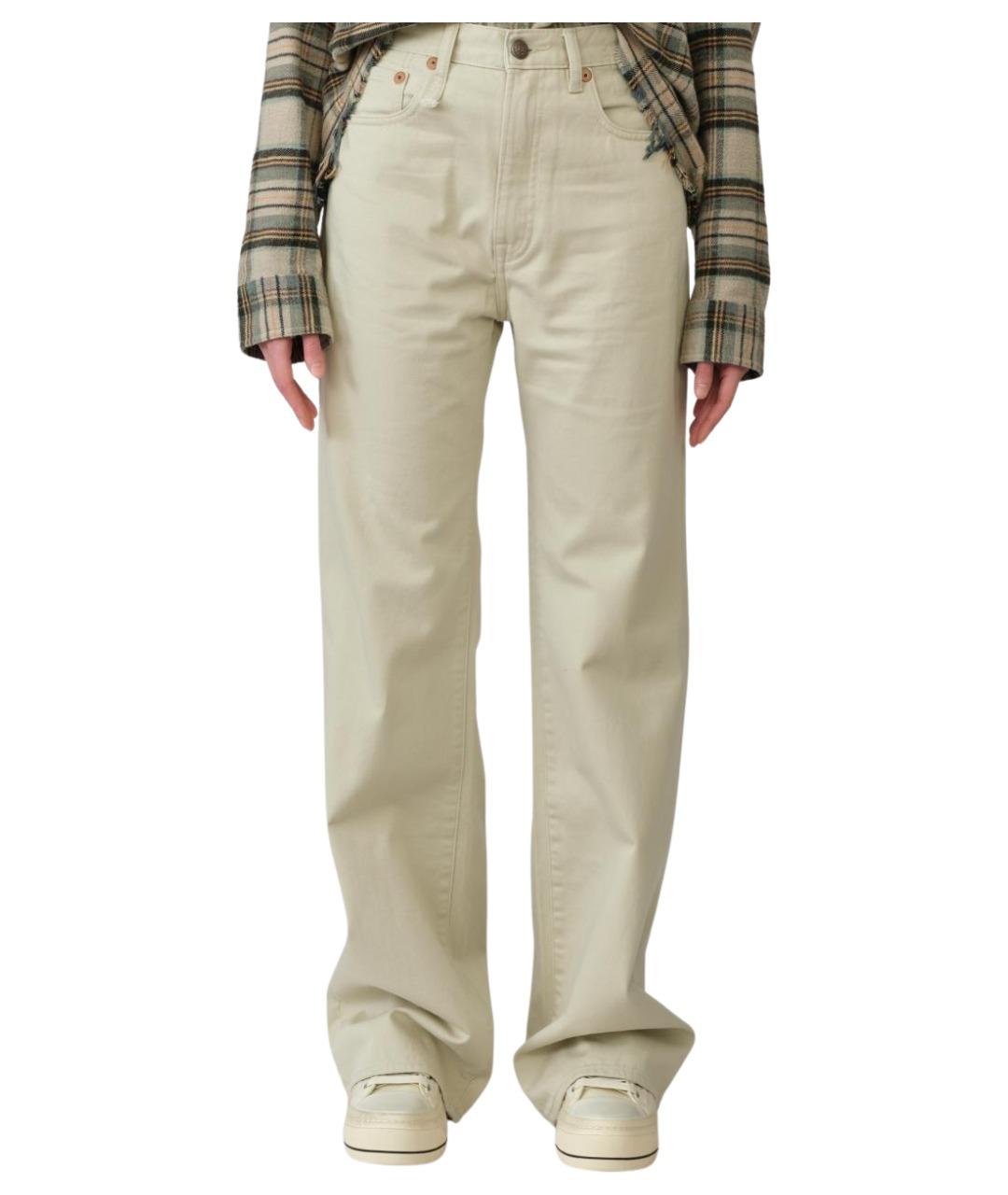 R13 Белые хлопковые прямые джинсы, фото 1