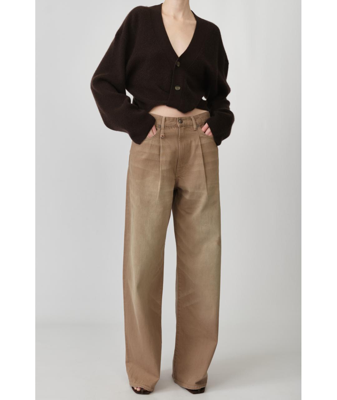 R13 Коричневые хлопковые прямые джинсы, фото 6